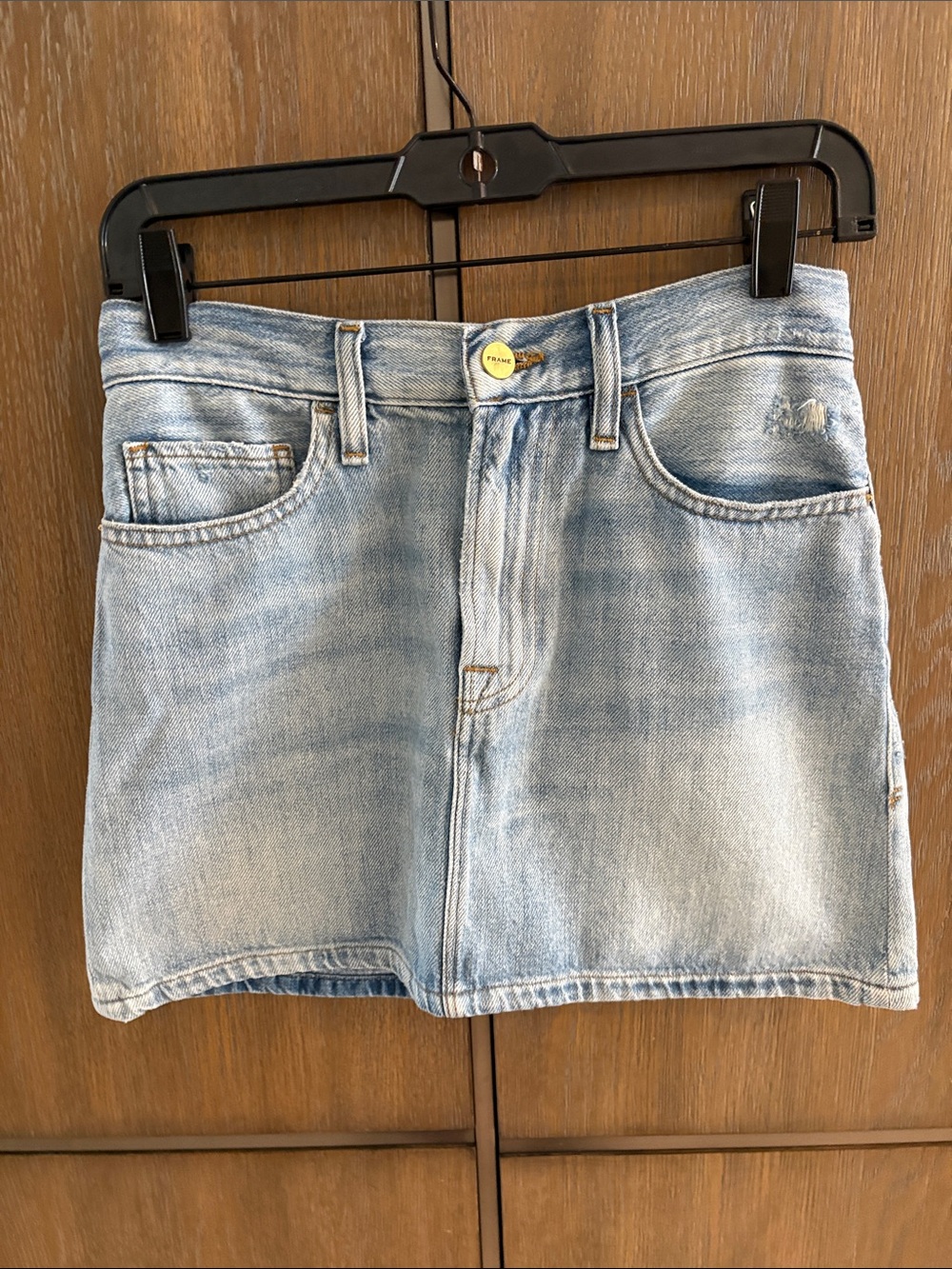 Frame Denim Light Blue Button-Front Mini Skirt
